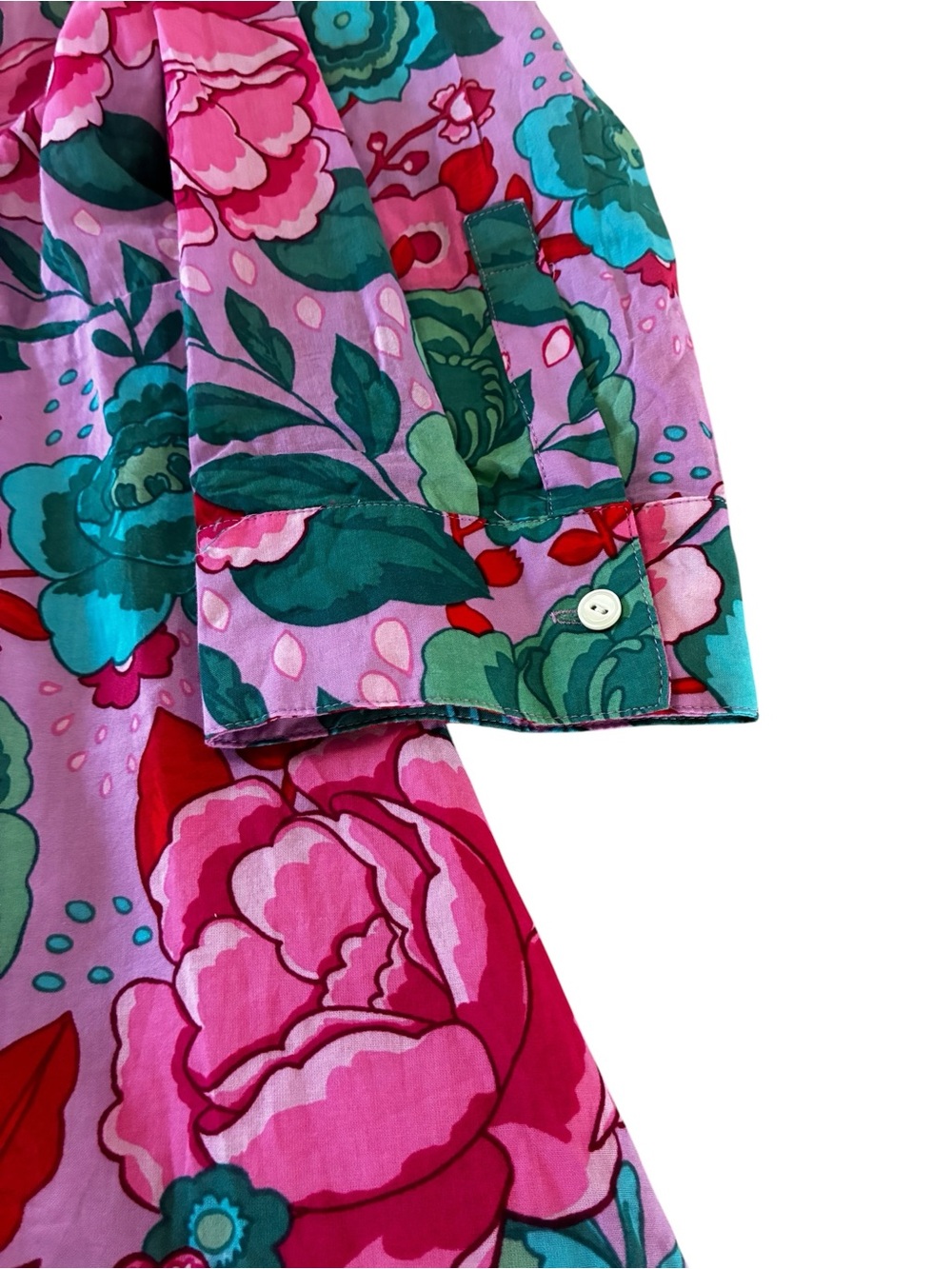 Women’s Talbots Button-Front Midi Dress in Pink & Teal floral print - Picture 7 of 7